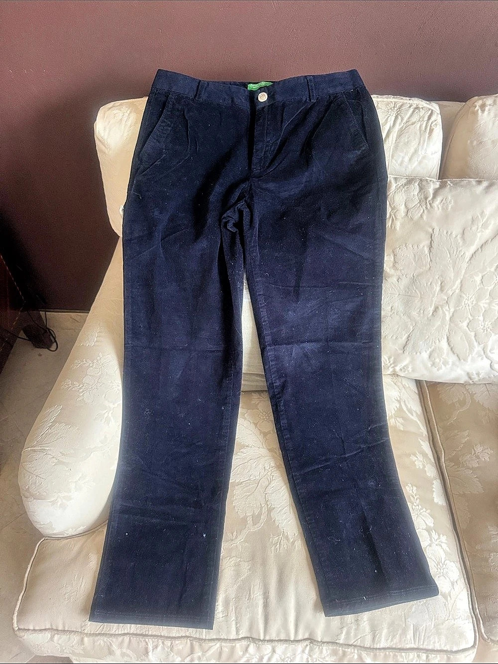United Colors of Benetton Straight Leg Cotton Pants in Blue US 8